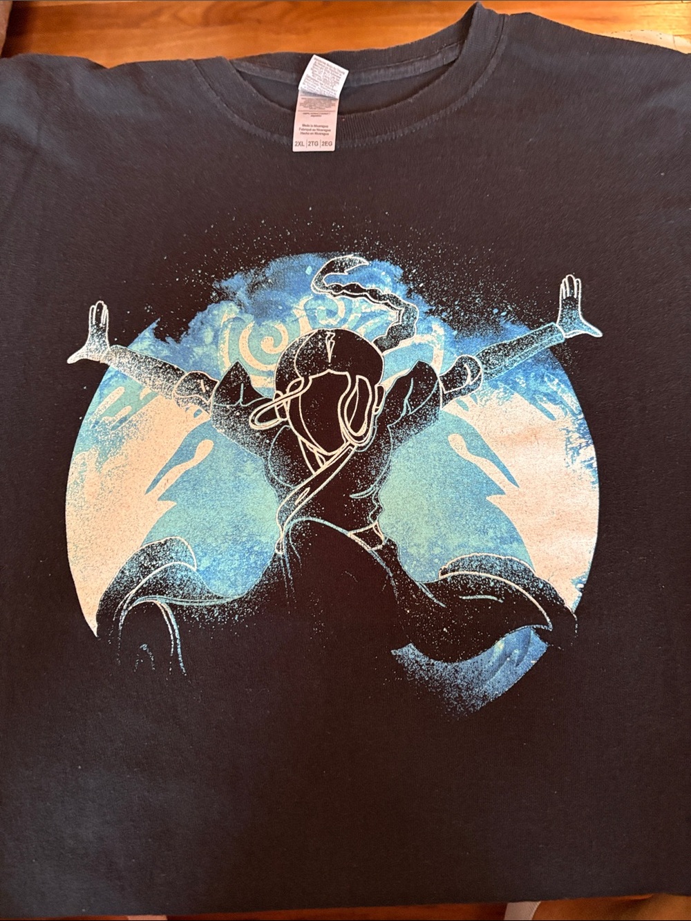 Black Men's Avatar Waterbender T-Shirt with Blue Graphic
